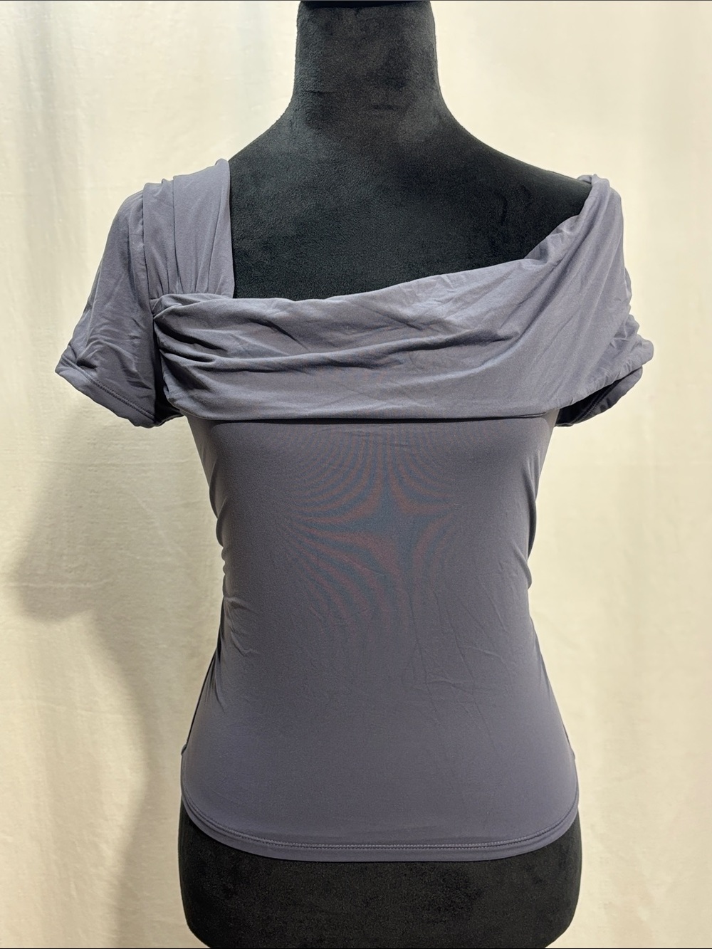 Off-Shoulder Short Sleeve Top in Slate Gray 185 work party Office date night